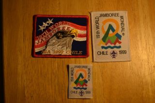 3 Different Patches 19th World Jamboree Chile Pp,  Bp,  And A Us Cont Bp
