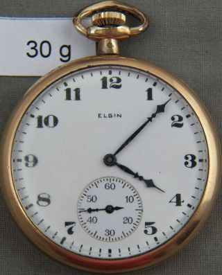 Vintage Elgin 12 Size Pocket Watch,  Gold Filled Case