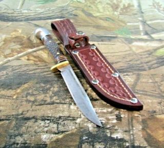 Vintage Western Usa 648 A Fixed Blade Hunting Knife W/custom Usa Made Sheath P - 1