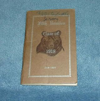 Vintage Brown University Providence,  Ri Class Of 1918 Fifth Year Reunion Book