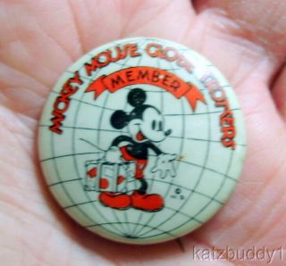 Antique 1930s Walt Disney Mickey Mouse Globe Trotter Pin