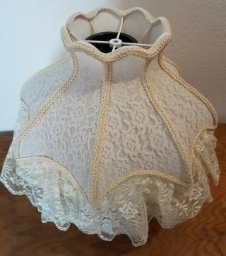 Vintage Lace Lampshade Large White & Cream Color Shabby Chic Gorgeous
