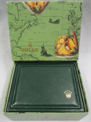 Vintage Rolex Swiss Green Watch Box 12.  00.  71.  Foam Cushion & Two - Part Carton Set