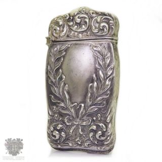 Antique Sterling Silver Vesta Case Match Safe Edwardian Repousse