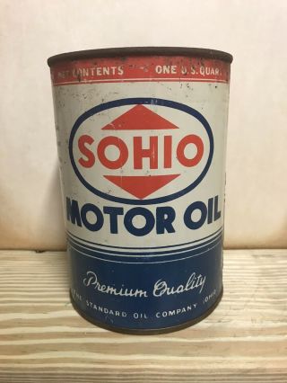 Vintage Sohio 1 Qt Quart Motor Oil Can Early
