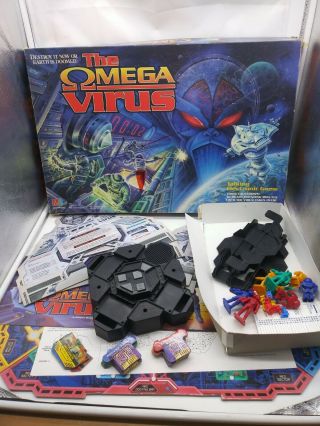 Vintage 1992 The Omega Virus Electronic Board Game Complete Minus One Card