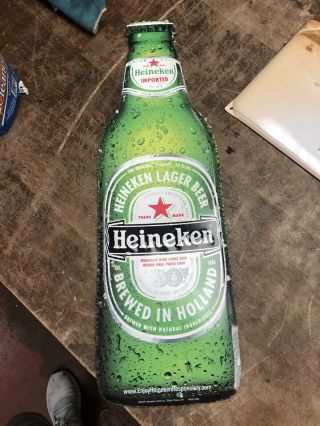 Vintage Heineken Beer Bottle Tin Tacker Sign 1997 23 " Heineken Usa Advertising