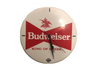 Vintage Budweiser Beer Bottle Cap Wall Clock King Of Beers Collectible Vtg