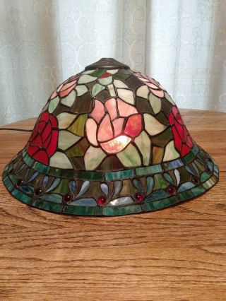 Vintage Slag Stained Leaded Glass Lamp Shade 17 " Tiffany Style