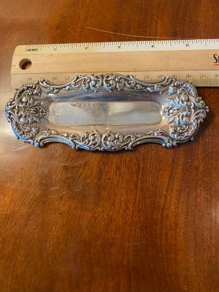 Estate Antique Ornate Sterling Silver Tray 5 1/4 " X 2 7/8 "