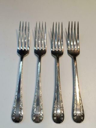 Set Of 4 Birks Rose Bower Sterling Silver Forks 7 1/8” S251