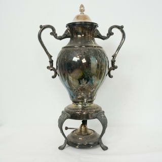 Vintage Silver Plated Coffee Tea Urn Dispenser Warmer Burner Samovar Hot Water