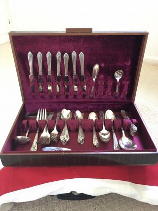 66 Piece Vintage 1847 Rogers Bros Is Marquise 1933 Pattern Design Silverplate
