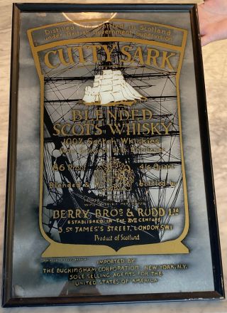 Vintage Cutty Sark Blended Scots Whisky Mirror Bar Sign (l20 1/2 X W13 1/2)