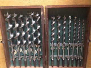 Vintage Irwin 13 Wood Bit Auger Set With Box 1/4 To 1 Inch