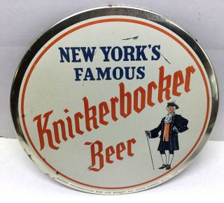 Antique Vintage Nyc Knickerbocker Beer Tin Button Bar Tavern Sign