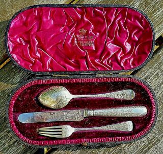 Cased Silver Knife,  Fork & Spoon,  Mappin & Webb,  Sheffield 1895