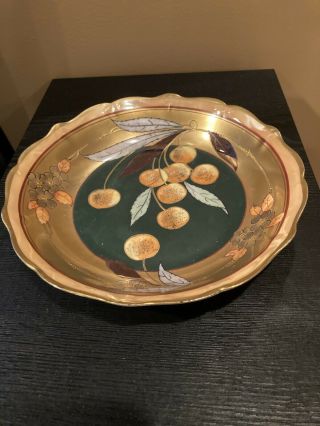 Vintage Antique W A Pickard Hand Painted Bowl Cherries Gold Trim
