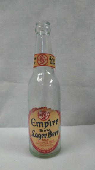 Vintage 1930s Empire State Lager Beer Paper Label Bottle Olean Ny