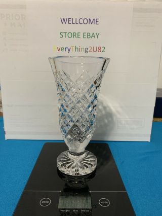 Vintage Waterford Crystal Footed Vase 7  Crafted In Ireland - Heavy And Thick.