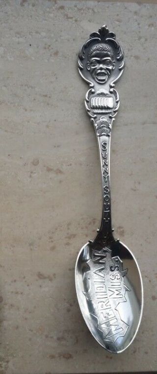 Meridian Mississippi Sterling Silver Sunny South Black Americana Souvenir Spoon