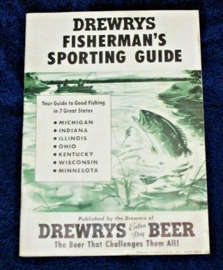 Vintage Drewrys Extra Dry Beer Fishing Guide For 7 States