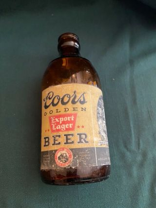 Vintage Coors Export Lager Beer Bottle W/ Paper Label