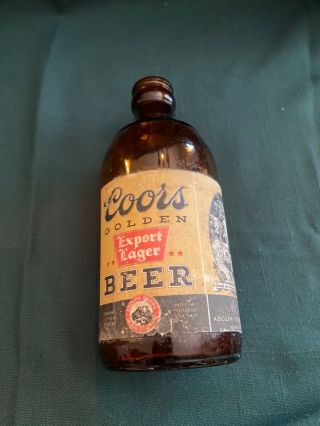 Vintage Coors Export Lager Beer Bottle w/ Paper Label 3