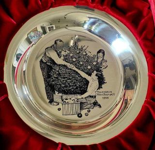 1973 Sterling Silver Plate Norman Rockwell Trimming The Tree Franklin 212g