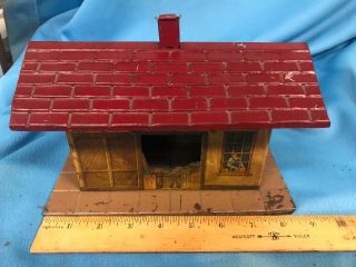 Vintage Pre - War Ives,  Bing,  Bub Tin Litho Rr Freight Station - Office - Red Roof