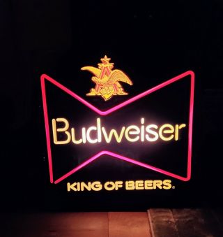 Vintage Budweiser Beer Neon Electric Wall Sign Light Lamp Man Cave Barback