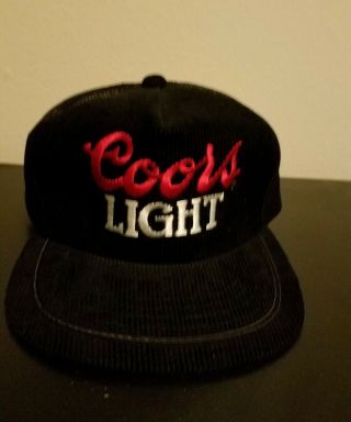 Coors Light Beer Vintage Snapback 1980s Hat Mesh Back Corduroy Truckers Cap