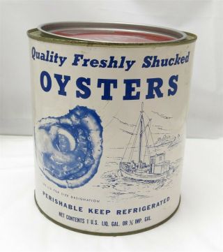 Vintage Hughletts Seafood Ditcheley,  Va 1 Gallon Select Oyster Tin