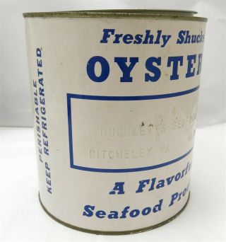 Vintage Hughletts Seafood Ditcheley,  VA 1 Gallon Select Oyster Tin 2