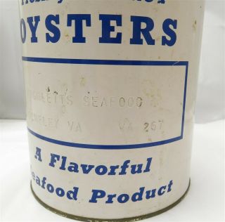 Vintage Hughletts Seafood Ditcheley,  VA 1 Gallon Select Oyster Tin 3