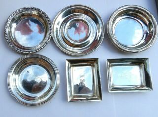 6 Antique.  925 Sterling Silver Nut/candy Dishes Weight 152.  4 Gr For Scrap Or Use