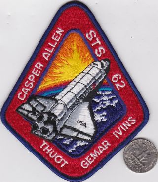 Nasa Space Ship Patch Shuttle Flight Astronaut Mission Sts - 62 Casper Allen Thuot