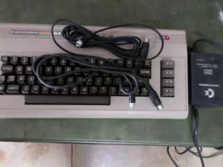 Vintage Commodore 64 Computer Keyboard With 2 Cables & Power Supply 251053