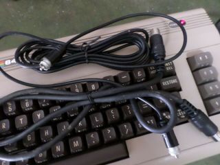 Vintage Commodore 64 Computer Keyboard With 2 Cables & Power Supply 251053 2