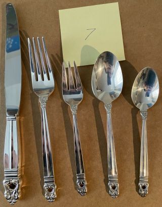 Royal Danish International Sterling Silver 5 Piece Dinner Set Knife Fork Spoon 7