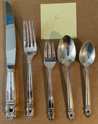 Royal Danish International Sterling Silver 5 Piece Dinner Set Knife Fork Spoon 6