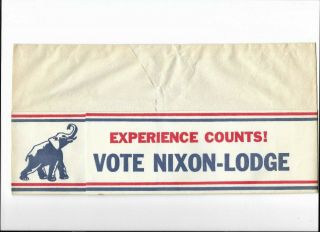 Political Campaign 1960 Nixon Lodge Experience Counts Paper Hat No Pinback