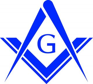 Masons Square Decal / Sticker - Set Of 2 - Blue