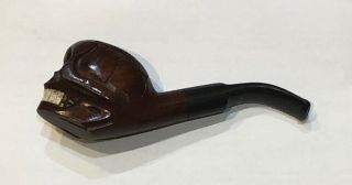 Vintage Skull Head Tobacco Smoking Pipe Hand Carved Made In Italy