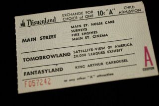 Disneyland 1958 Ticket Walt Disney Satellite View Of America " A " 20,  000 Leagues
