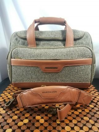 Vintage Hartmann Tweed And Leather Carry On Weekend Shoulder Bag