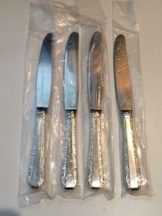 Set Of 4 Birks Rose Bower Modern Sterling Silver Knives Plastic 8 5/8” S249