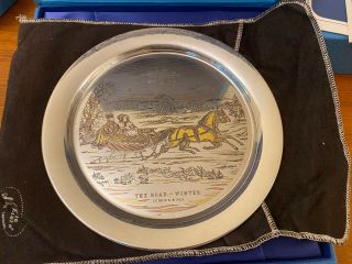 1972 Sterling Silver Danbury Plate Currier & Ives The Road,  Winter