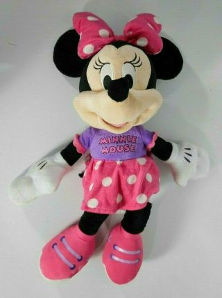 Disney Minnie Mouse Plush Stuffed Animal Doll Pink Bow Polka Dot Mickey 22 "