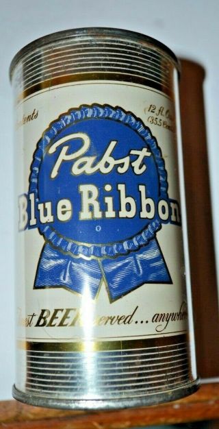 Vintage Pabst Blue Ribbon Double Panel With Vanity Lid Flat Top Beer Can